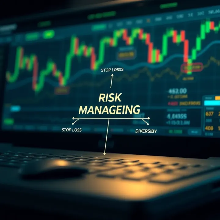 Diagram illustrating risk management strategies in cryptocurrency trading with stop-loss and diversification concepts