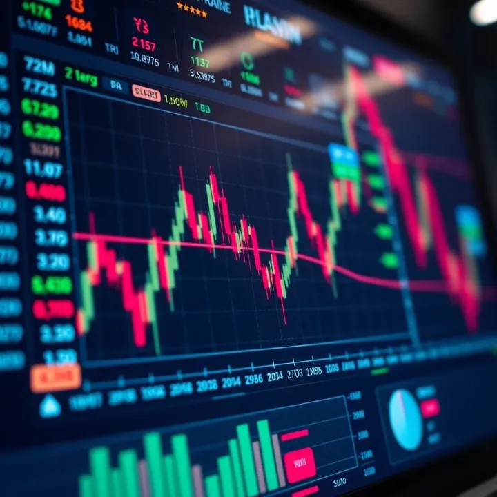 Graph showing trading performance on a digital platform with various financial indicators
