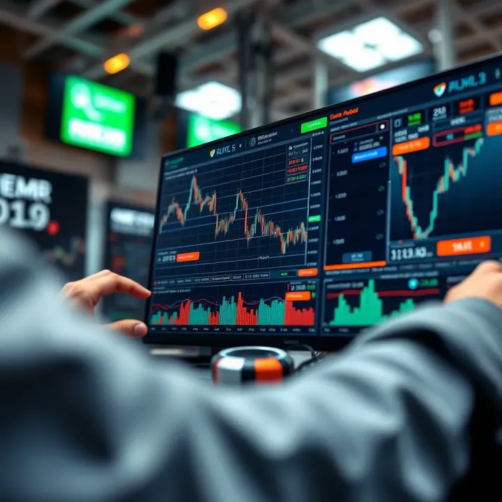 User interface of a demo trading platform displaying charts and trading tools