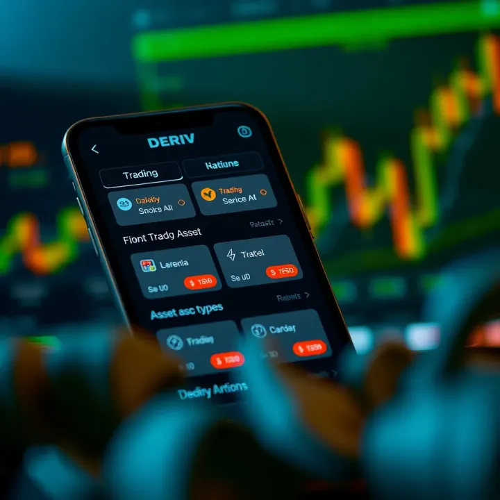 Interface of Deriv App showing different trading options and asset types available for Colombian users