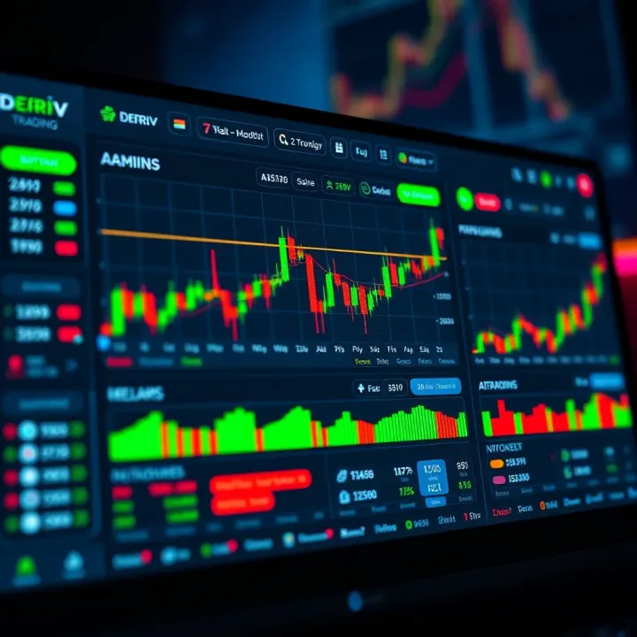 Overview of Deriv trading platform dashboard showcasing financial charts and trading options