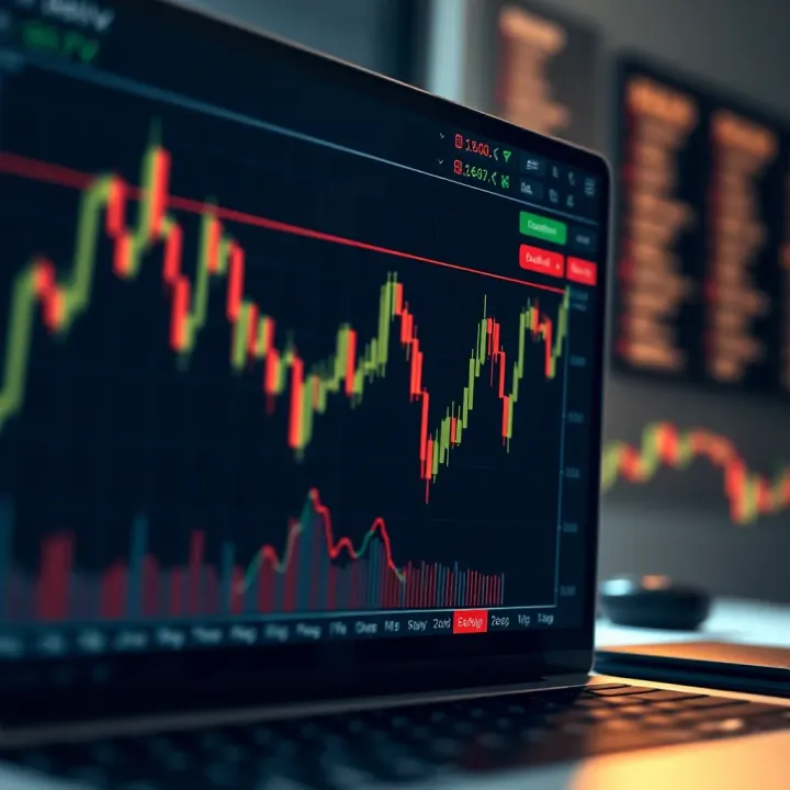 Graph showing financial derivatives trading on an online platform