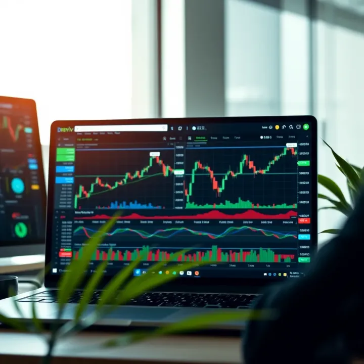 Interactive trading platform interface showing Deriv and TradingView charts with technical indicators