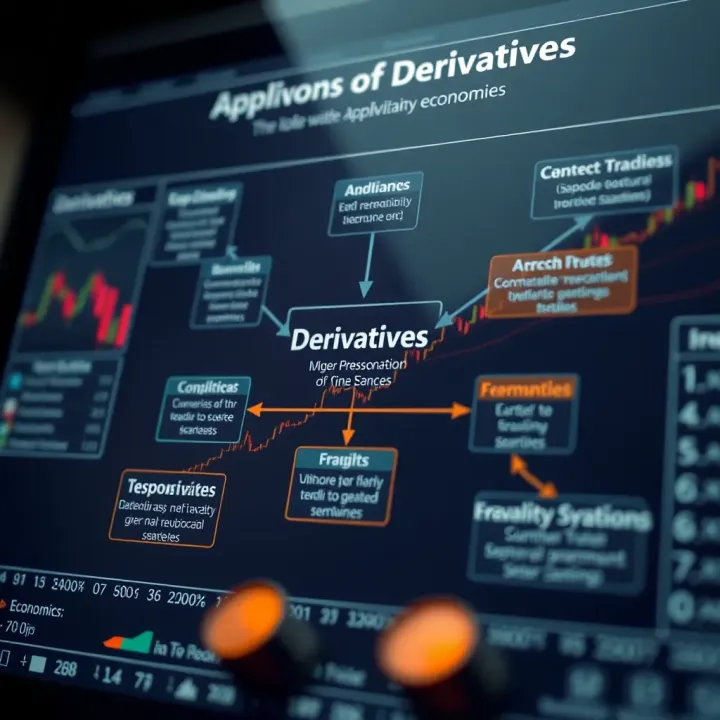 Diagram showing applications of derivatives in physics and economics with illustrative examples