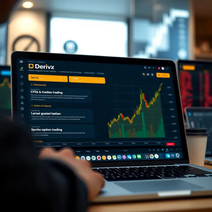Graph highlighting key features of Derivx platform such as CFDs and options trading