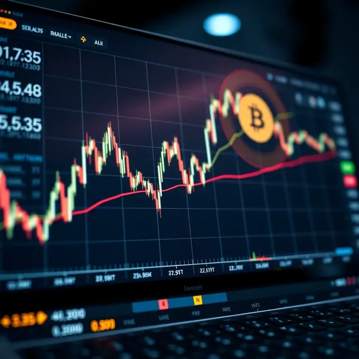 Graph showing automated cryptocurrency trading performance on a digital interface