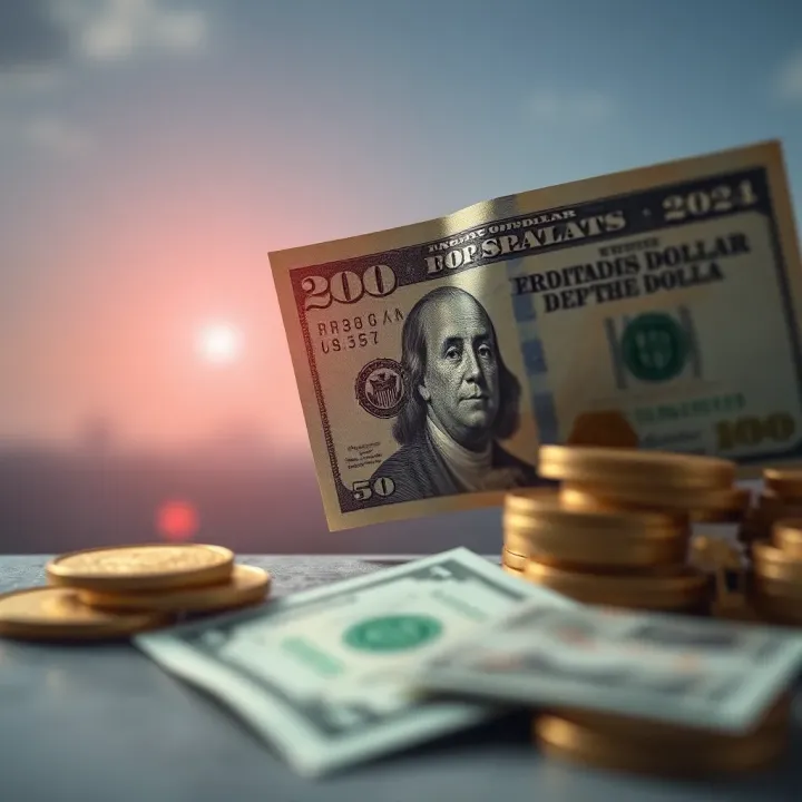 Illustration representing economic and political factors influencing the US dollar value in Colombia