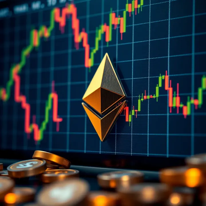 Ethereum Price Trends Driven by Technical and Economic Influences Graph showing Ethereum price fluctuations influenced by technical and economic factors