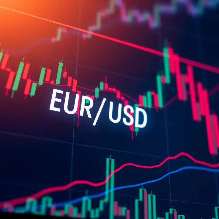 Graph showing the trend and fluctuations of the EUR/USD currency pair on a trading chart