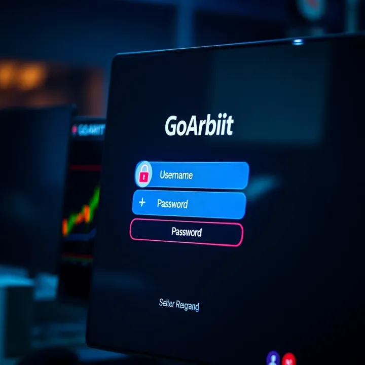 Secure login interface of GoArbit platform showing input fields for username and password