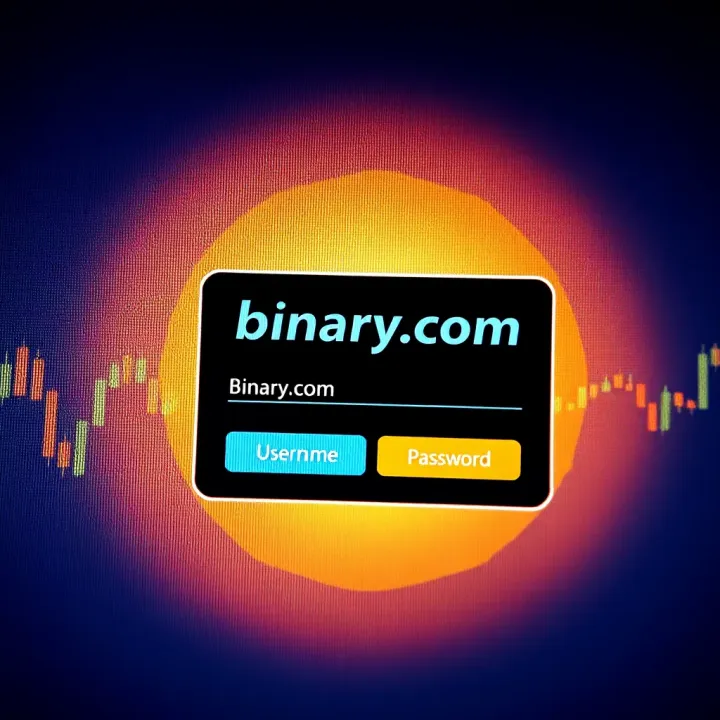 Login screen of Binary trading platform with username and password fields visible