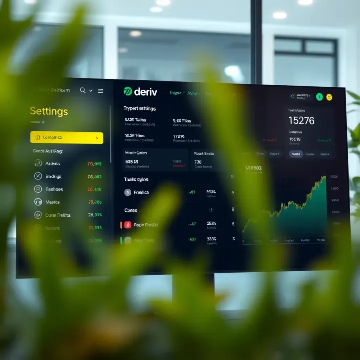 Overview of the Deriv platform dashboard displaying trading options and account settings