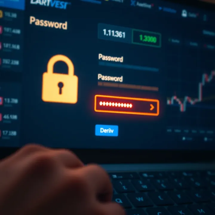 Secure login interface for online trading platform with focus on password protection