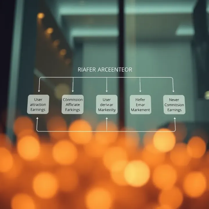 Diagram showing affiliate marketing flow from user attraction to commission earnings