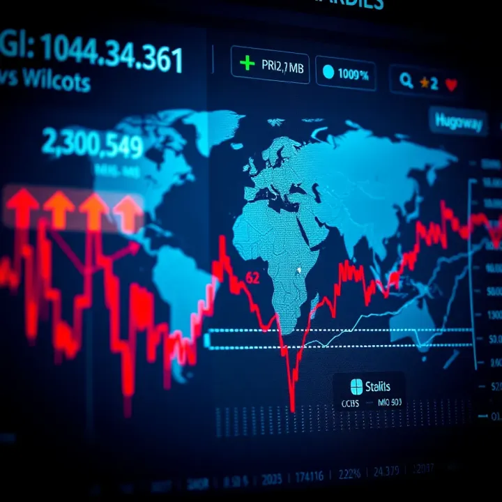Graph depicting global financial market trends accessible through an online trading platform