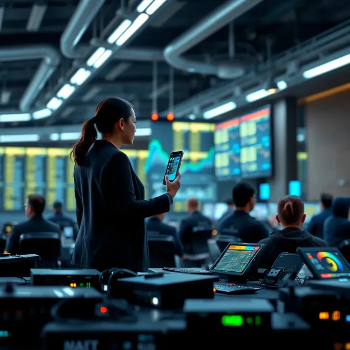 Modern technology devices interconnected for instant data exchange in Colombia