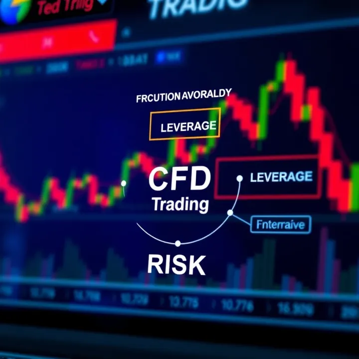 Diagram illustrating key elements of CFD trading including contracts, leverage, and risk factors