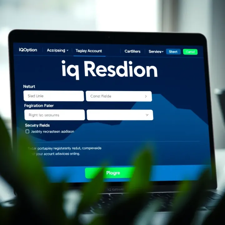 Illustration of the IQ Option account registration interface highlighting user input fields and security features