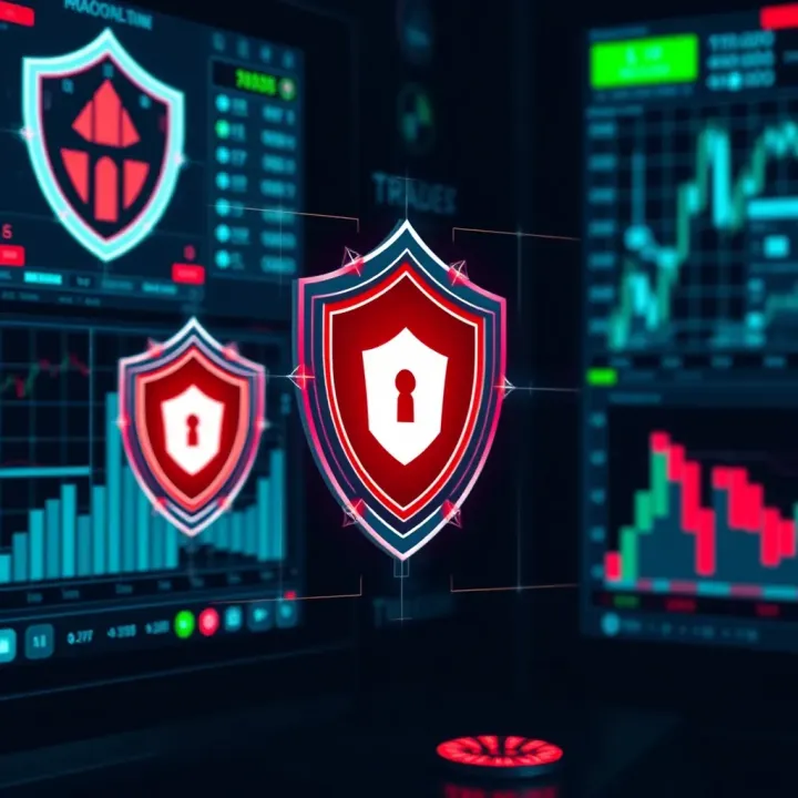 Secure online trading environment with digital shields representing protection on IQ Option