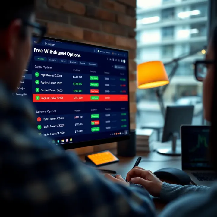 User navigating IQ Option withdrawal options on a computer screen