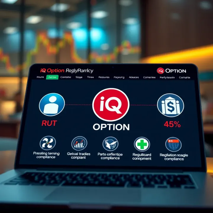 Illustration showing a financial platform interface with regulatory compliance symbols.