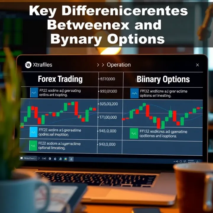 Comparison chart showing key differences between Forex trading and binary options in terms of risk and operation