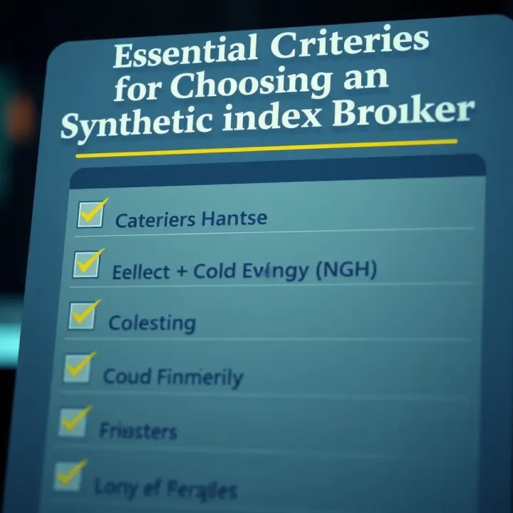 Checklist highlighting key factors for selecting a synthetic index broker