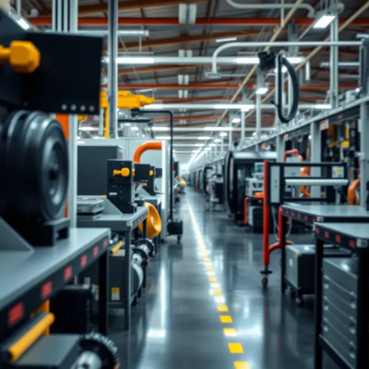 Industrial manufacturing facility with machinery and assembly lines