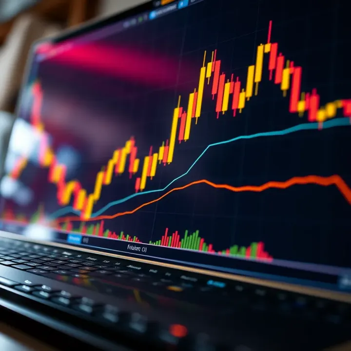 Illustration of market volatility with candlestick chart highlighting sudden price fluctuations