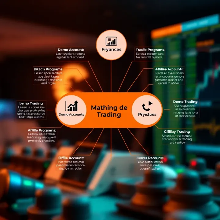 Diagram showing various methods to earn money in trading including demo accounts and affiliate programs