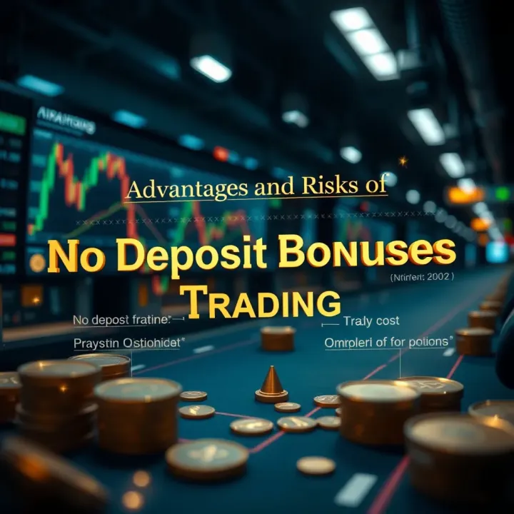 Conceptual graphic depicting the advantages and risks of no deposit bonuses in trading