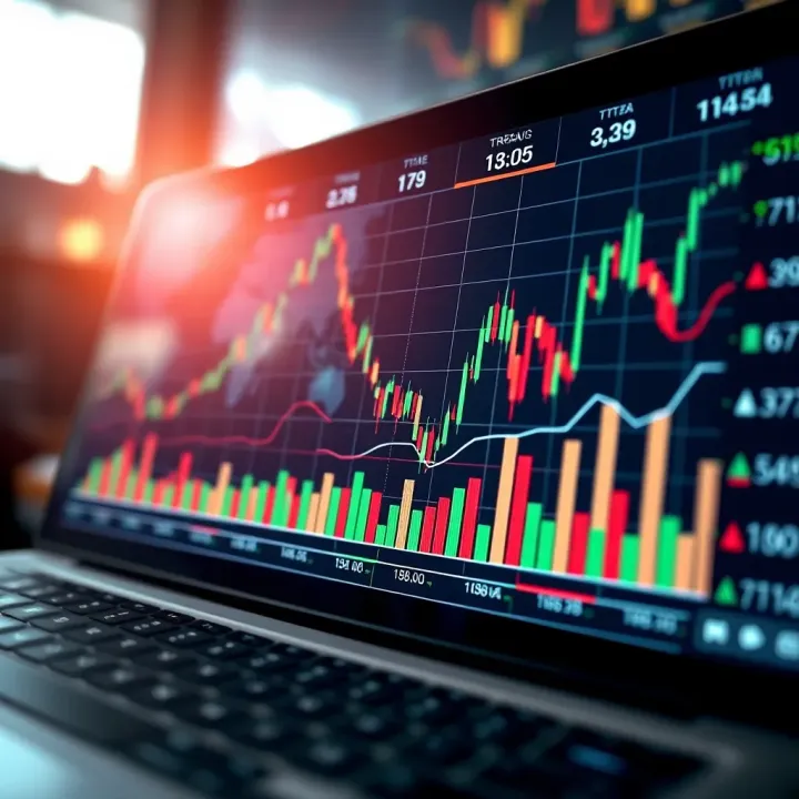 Graphical representation of binary options trading statistics and market trends