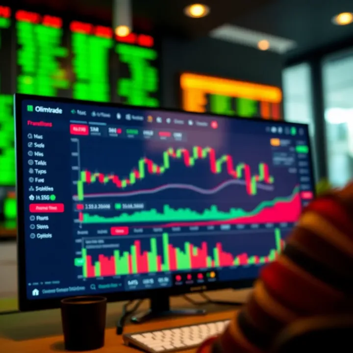 User interface showing real-time trading charts and options on Olimtrade platform