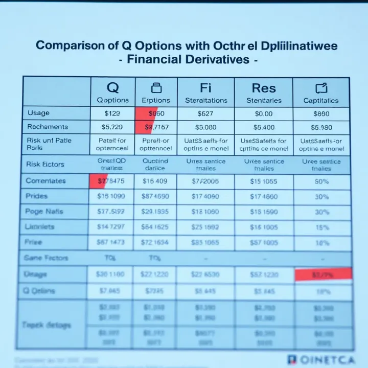 Chart comparing Q options with other financial derivatives highlighting usage scenarios and risk factors
