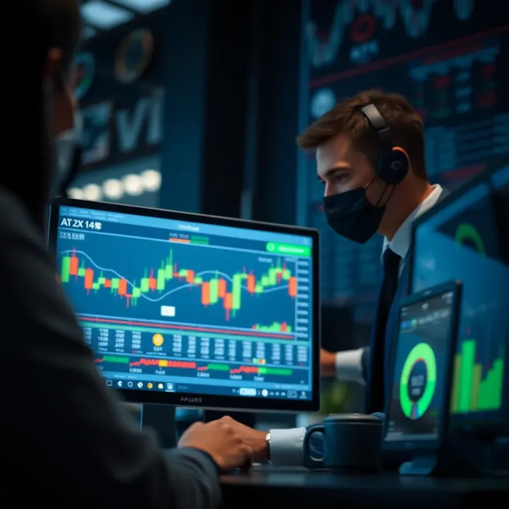 Customer service representative assisting client with trading platform features