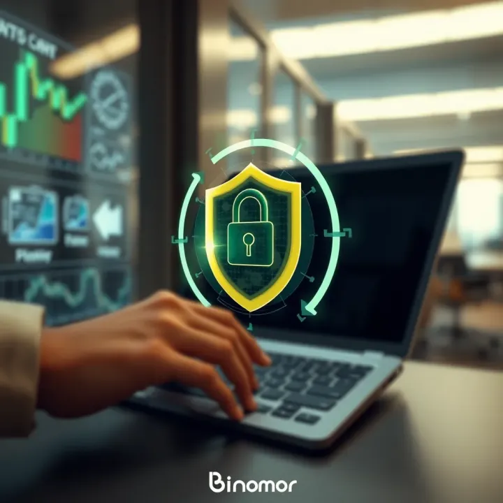 Visualization of security features and data protection on Binomo platform