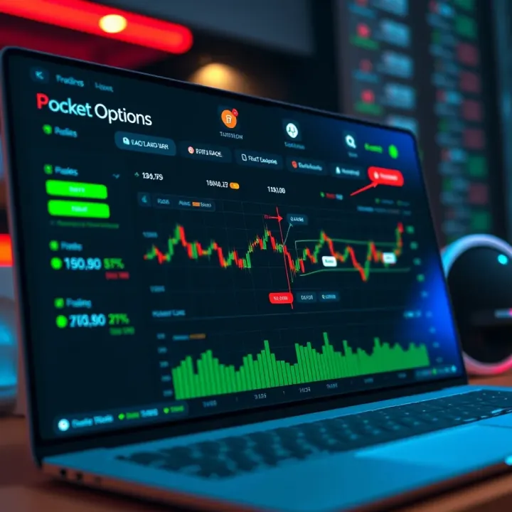 Dashboard interface showcasing Pocket Options trading platform features