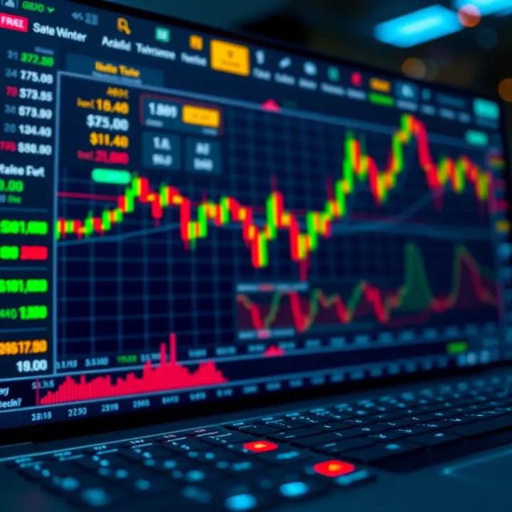 Digital trading platform interface showing interactive charts and investment tools