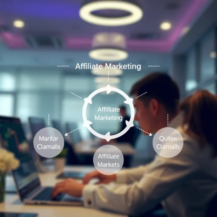 Diagram illustrating the affiliate marketing cycle with Quotex platform