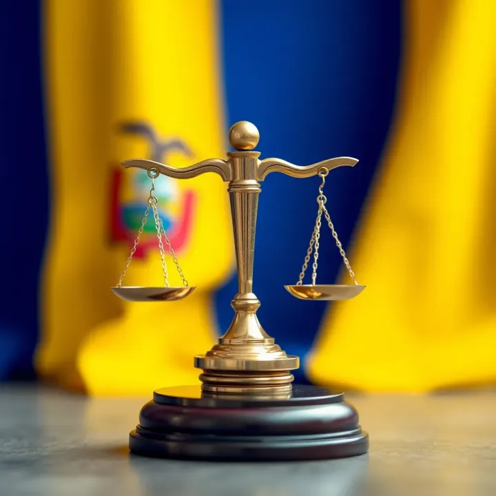 Colombian flag with legal symbols representing online trading regulations in Colombia