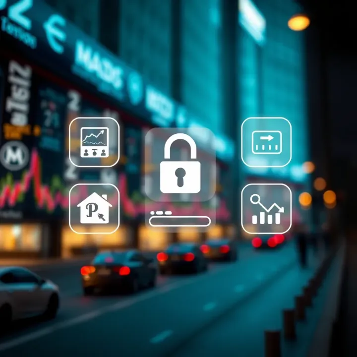 Conceptual illustration of secure and regulated broker selection with risk evaluation icons