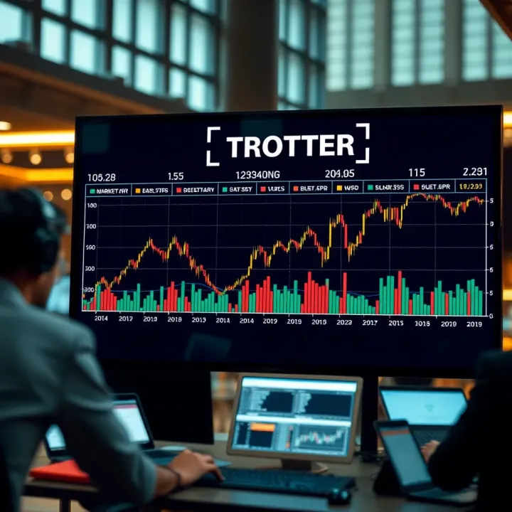 Graph showing stock market activity during preopening and regular trading hours in a modern financial setting