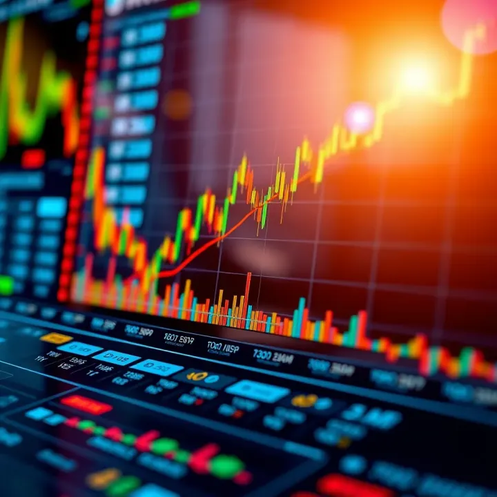 Graphical representation of synthetic index market dynamics with financial charts and data trends