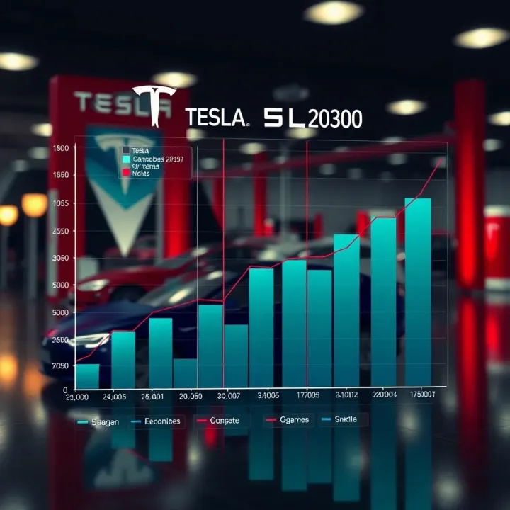 Graph showing potential growth trends and economic factors impacting Tesla's valuation