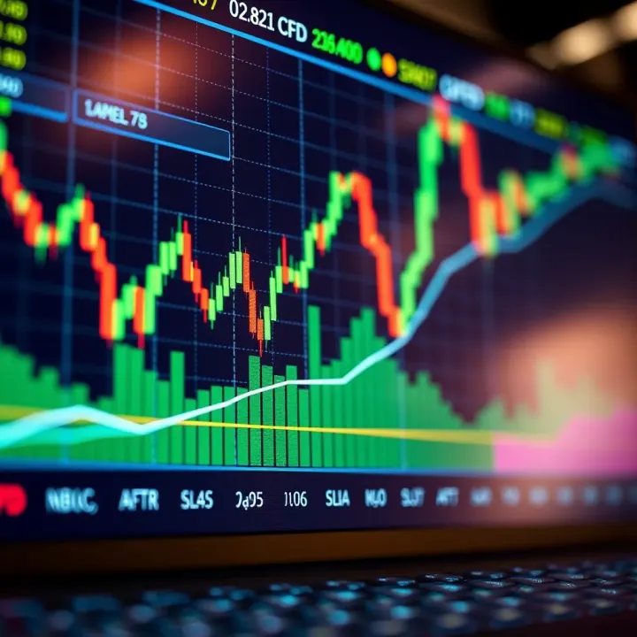 Graph showing fluctuating CFD trading prices on a digital platform