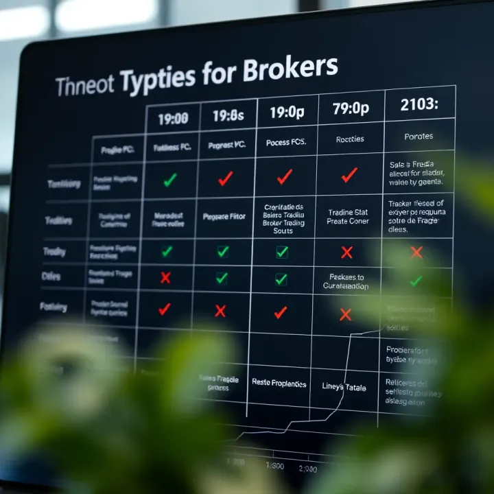 Comparison chart showcasing different types of brokers and their specific features
