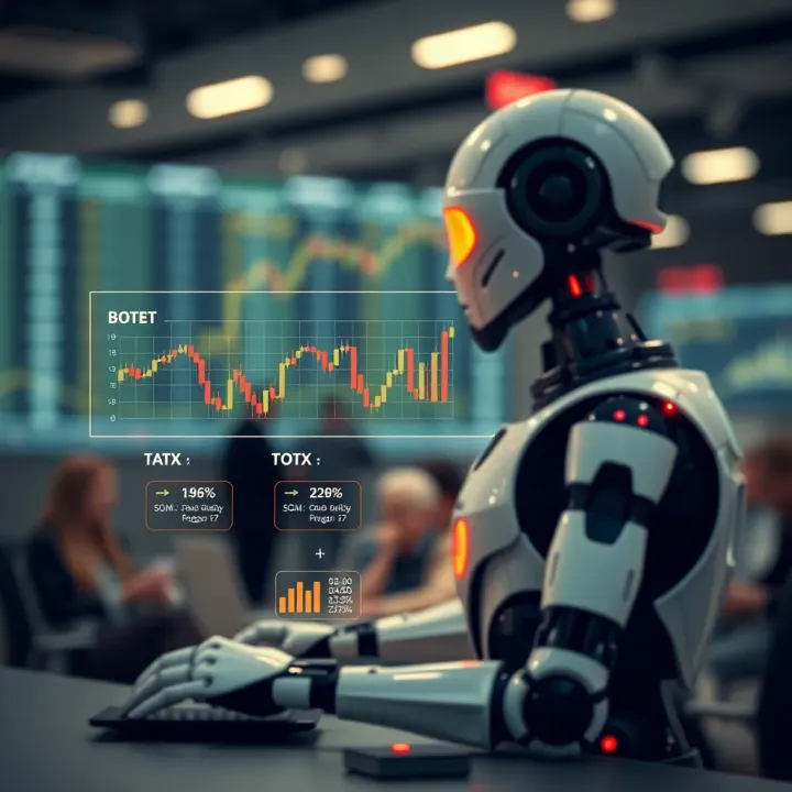 Diagram illustrating the operation of a trading bot analyzing market data and executing trades automatically