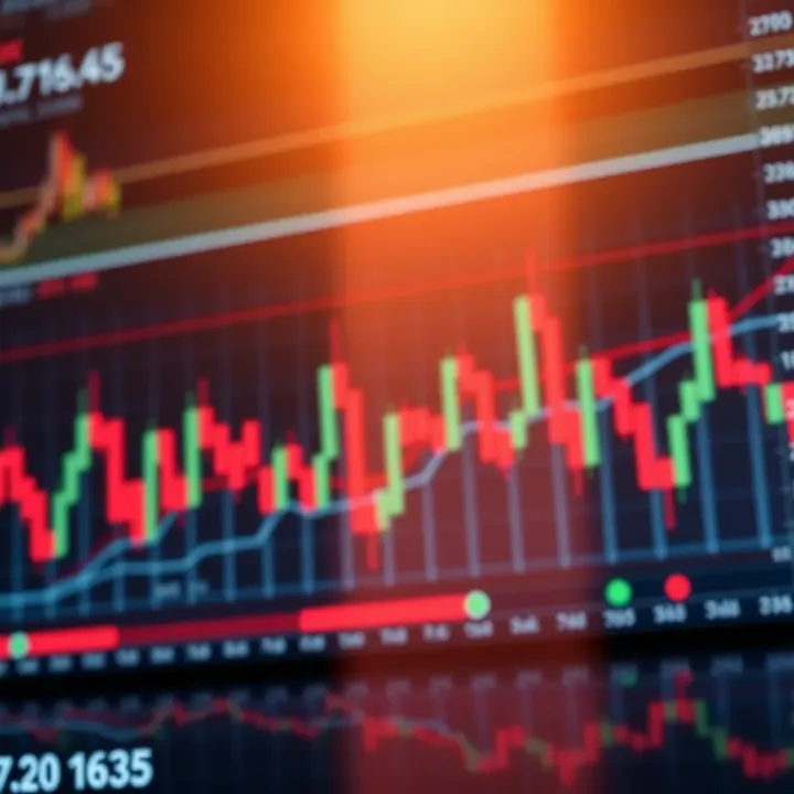 Candlestick chart displaying market trends and price fluctuations over time