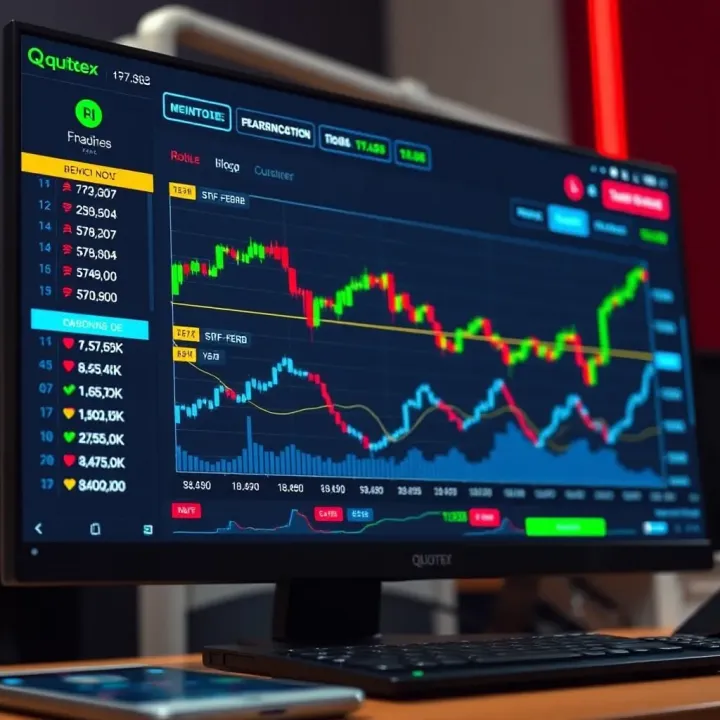 User interface with digital financial charts and trading options on a computer screen