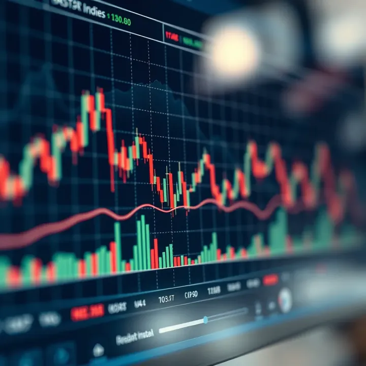 Graph illustrating synthetic indices trading patterns with technical indicators on a digital platform
